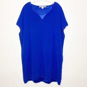 Diane Von Furstenberg Bright Blue Crepe Kora Shift Tunic Dress Pockets Size LG